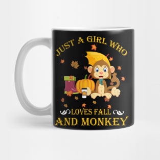 Just A Girl Who Loves Fall & Monkey Funny Thanksgiving Gift Mug